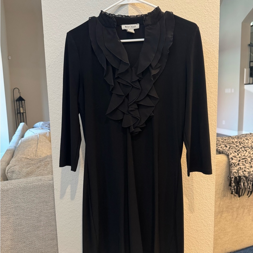 White House Black Market Black Long Sleeve Cowl Neck Sheath Dress